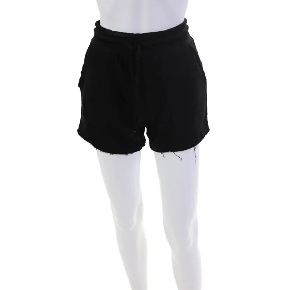 Chaser Womens Drawstring Waist Sweat Shorts Black Cotton Size Extra Small